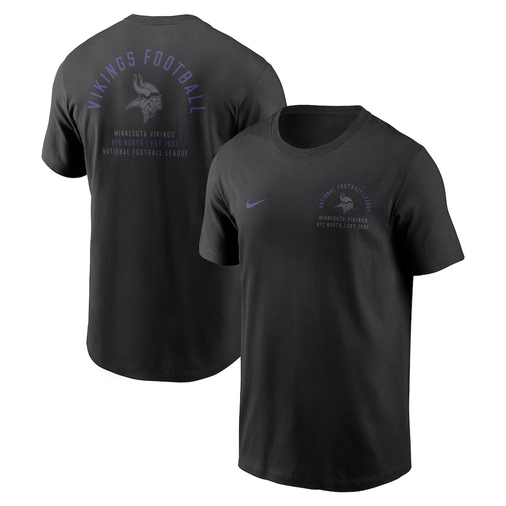 Minnesota Vikings Merch - Men's Split Logo T-Shirt, Black - Presents For Football Fans