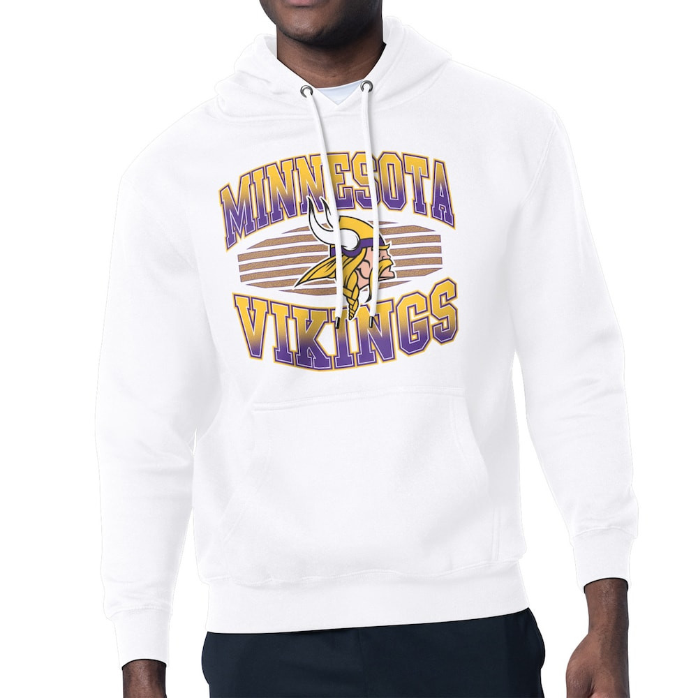 Minnesota Vikings Merch - Men's Team Grit Graphic Hoodie, White - Starter - Birthday Ideas For Football Fan