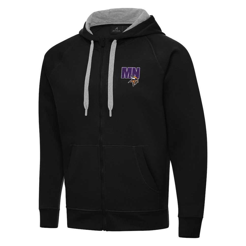 Minnesota Vikings Merch - Men's Victory Full-Zip Hoodie, Black - Antigua - Gift For Football Fans