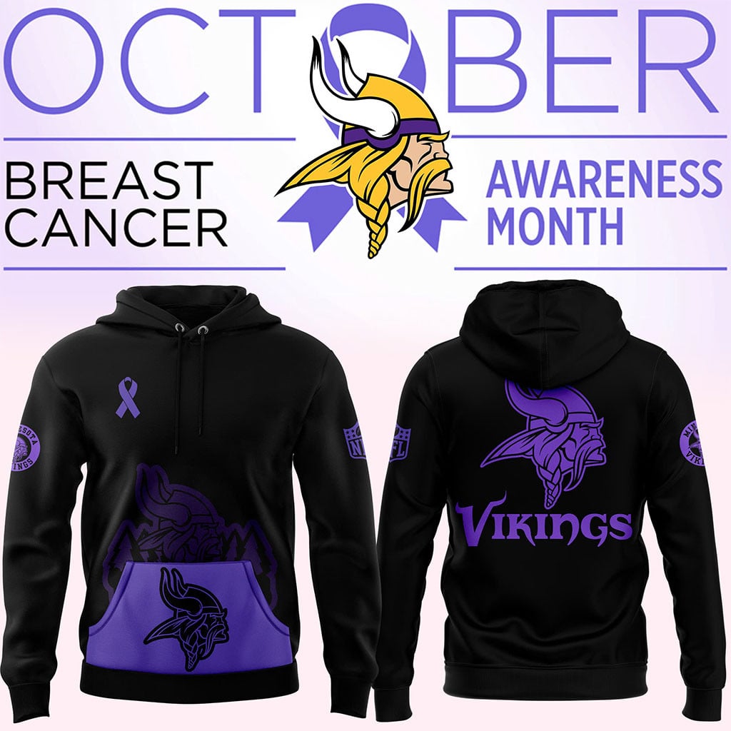 Minnesota Vikings Merch NFL Crucial Catch Hoodie Breast Cancer Awareness Month Apparel