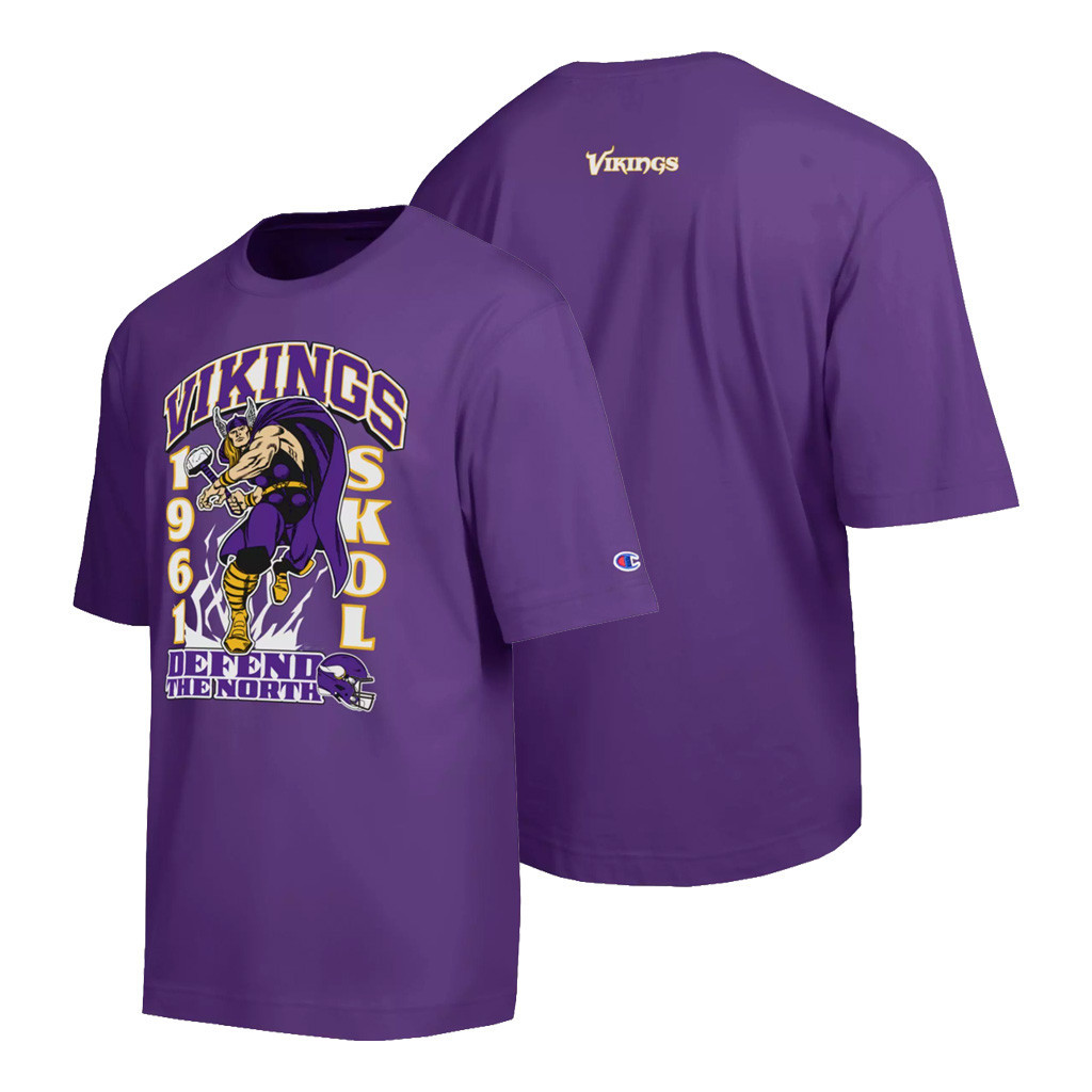 Minnesota Vikings Thor T-Shirt NFL Disney Champion Collab MN Vikings Merch Football Fan Gifts