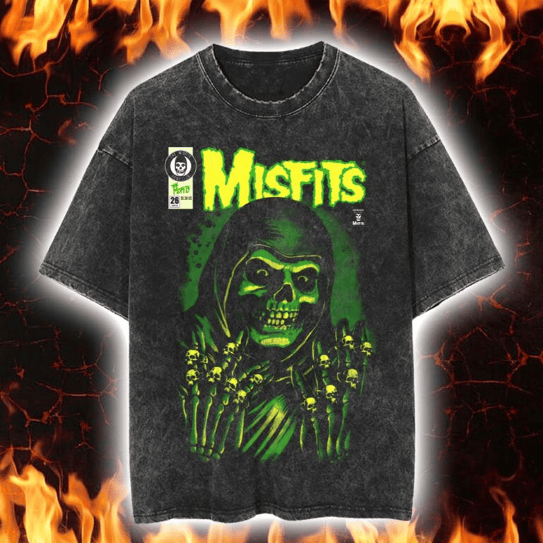Misfits X Yesterdays WonderCon Anaheim 2026 Exclusives Emerald Hell Retro Mineral Wash Shirt