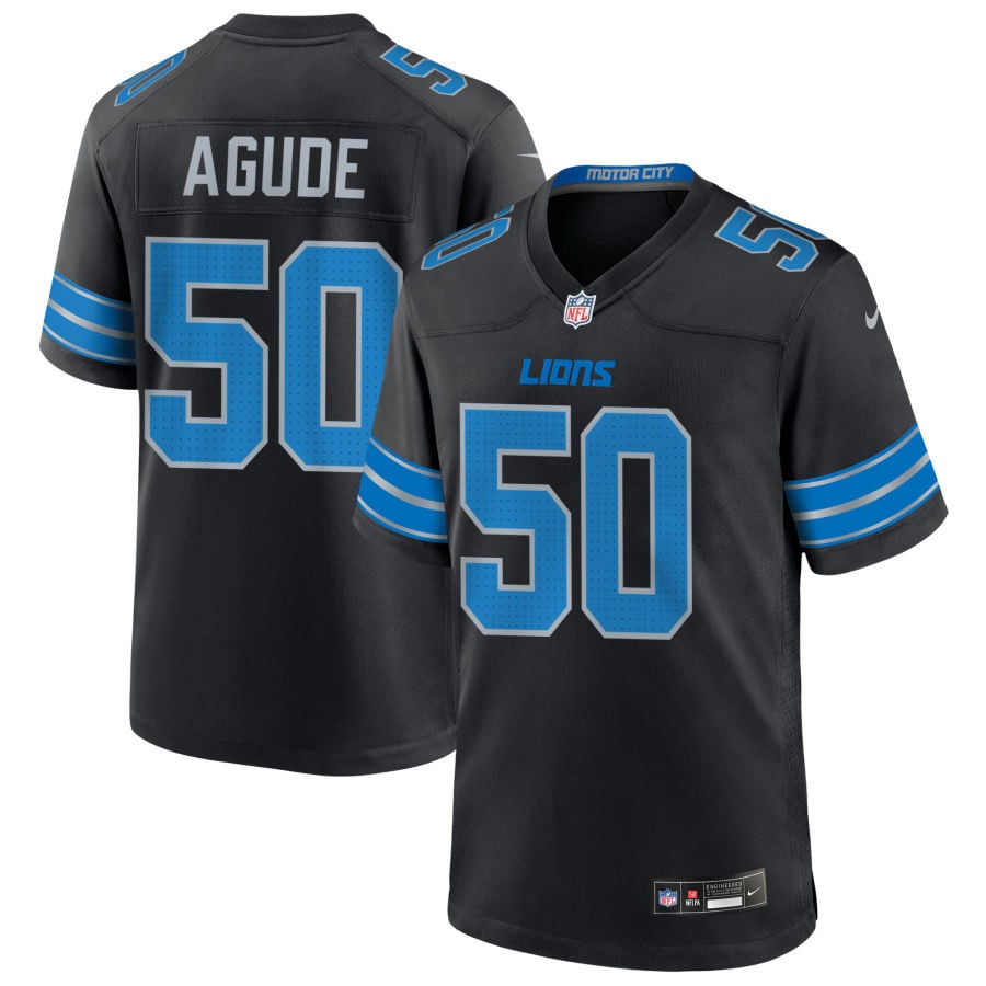 Mitchell Agude Detroit Lions 2025 Alternate Game Jersey - Black