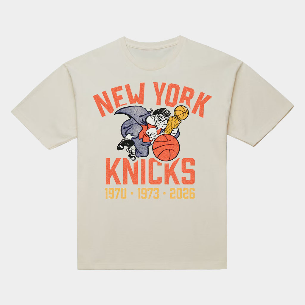 Mitchell And Ness NY Knicks Champions Merch 2026 Knicks 3X Finals Champions Knickerbocker T-Shirt