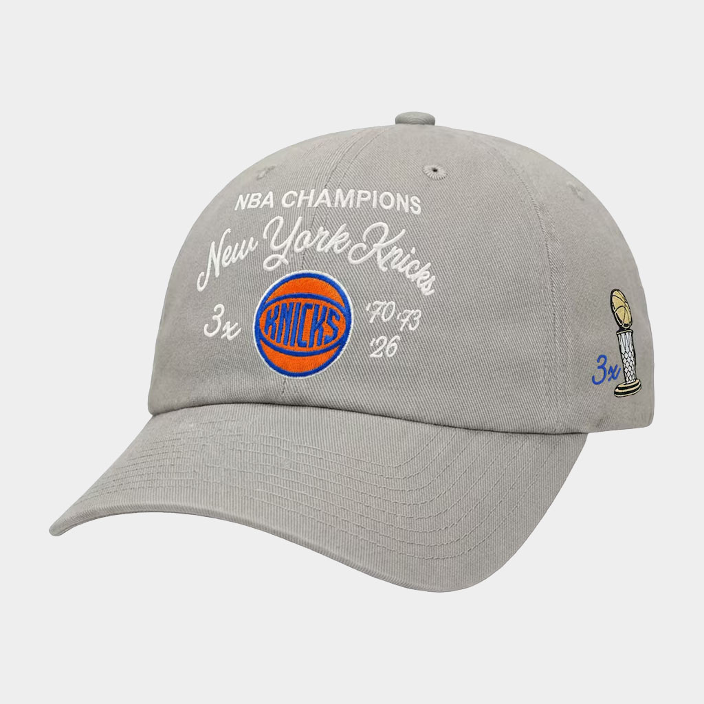 Mitchell And Ness NY Knicks Champions Merch 2026 NY Knicks 3X Finals Champions Script Hat