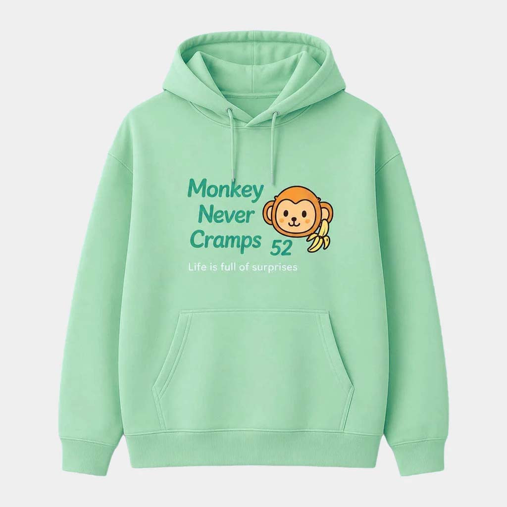 Monkey Never Cramp Merch 2026 Munenori Kawasaki Monkey Never Cramps Hoodie Humorous Quote Hoodie