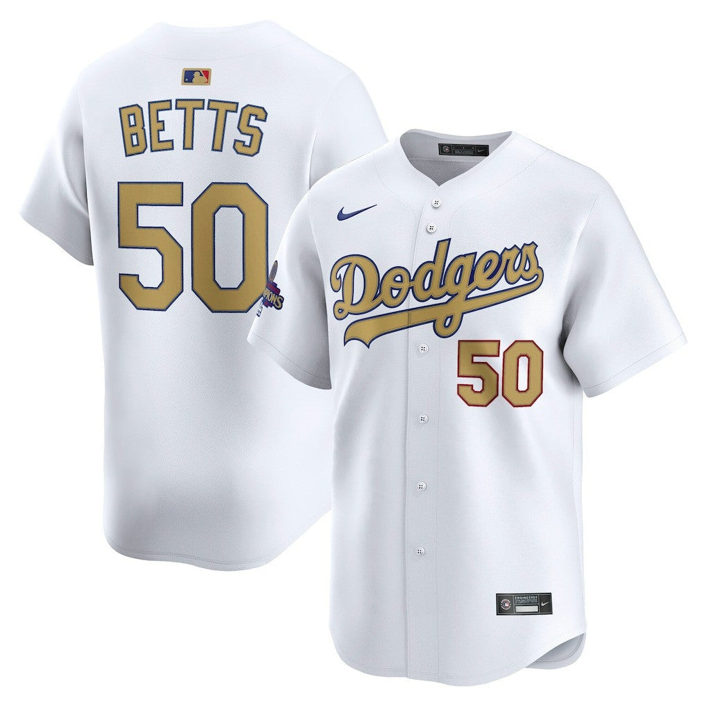 Mookie Betts Los Angeles Dodgers 2025 Gold Collection Limited Jersey - White