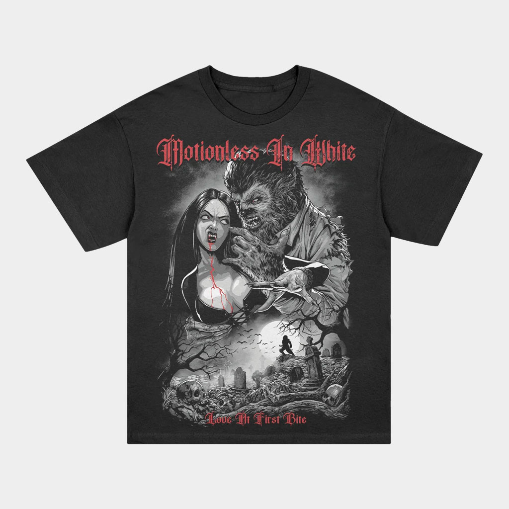 Motionless In White Merch 2026 Love At First Bite T-Shirt Black MIW Merch Gift For Music Lovers