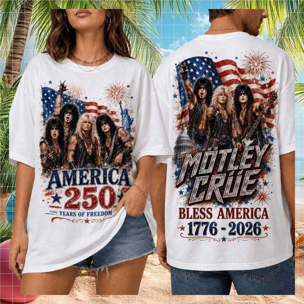 Motley Crue Bless America 1776 2026 Retro Heavy Metal Band Music T-Shirt Motley Crue Merch