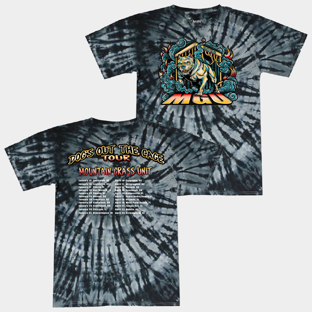 Mountain Grass Unit Merch 2026 Dog's Out The Cage Tour 26 Tie Dye T-Shirt Music Lover Gifts