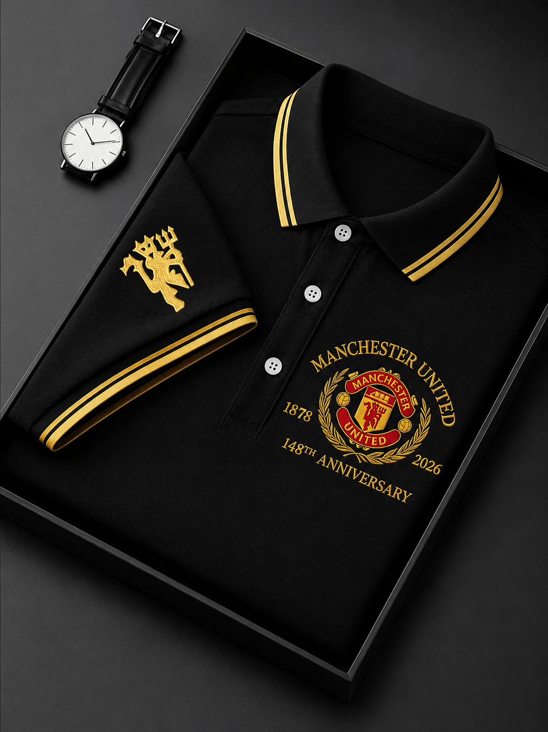 MU FC 148TH Anniversary Polo Shirt Manchester United Merch Football Fan Gifts For Brothers