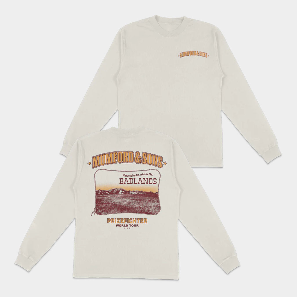 Mumford And Sons Merch 2026 Badlands Country Long Sleeve T-Shirt Prizefighter World Tour Merch