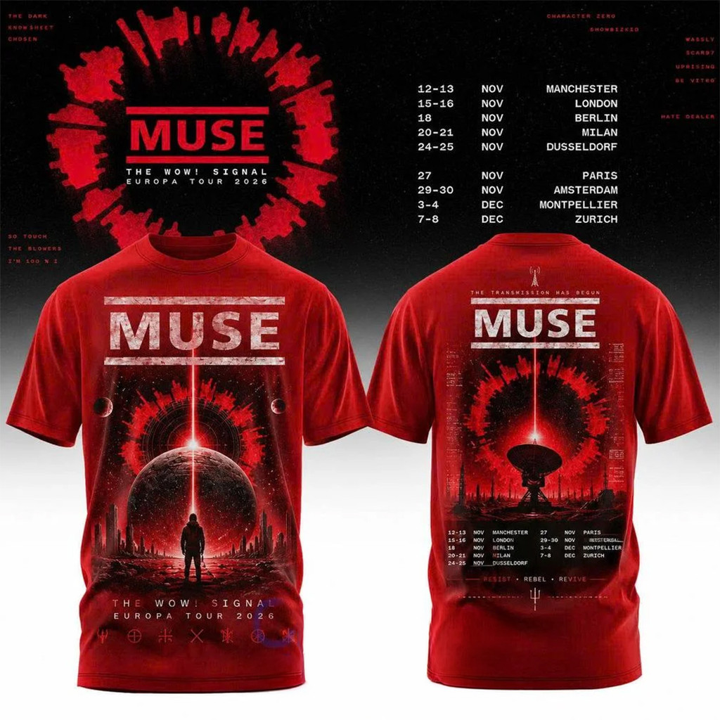 Muse The Wow Signal Europa Tour 2026 T-Shirt Muse Merch Gift For Rock Band Fans