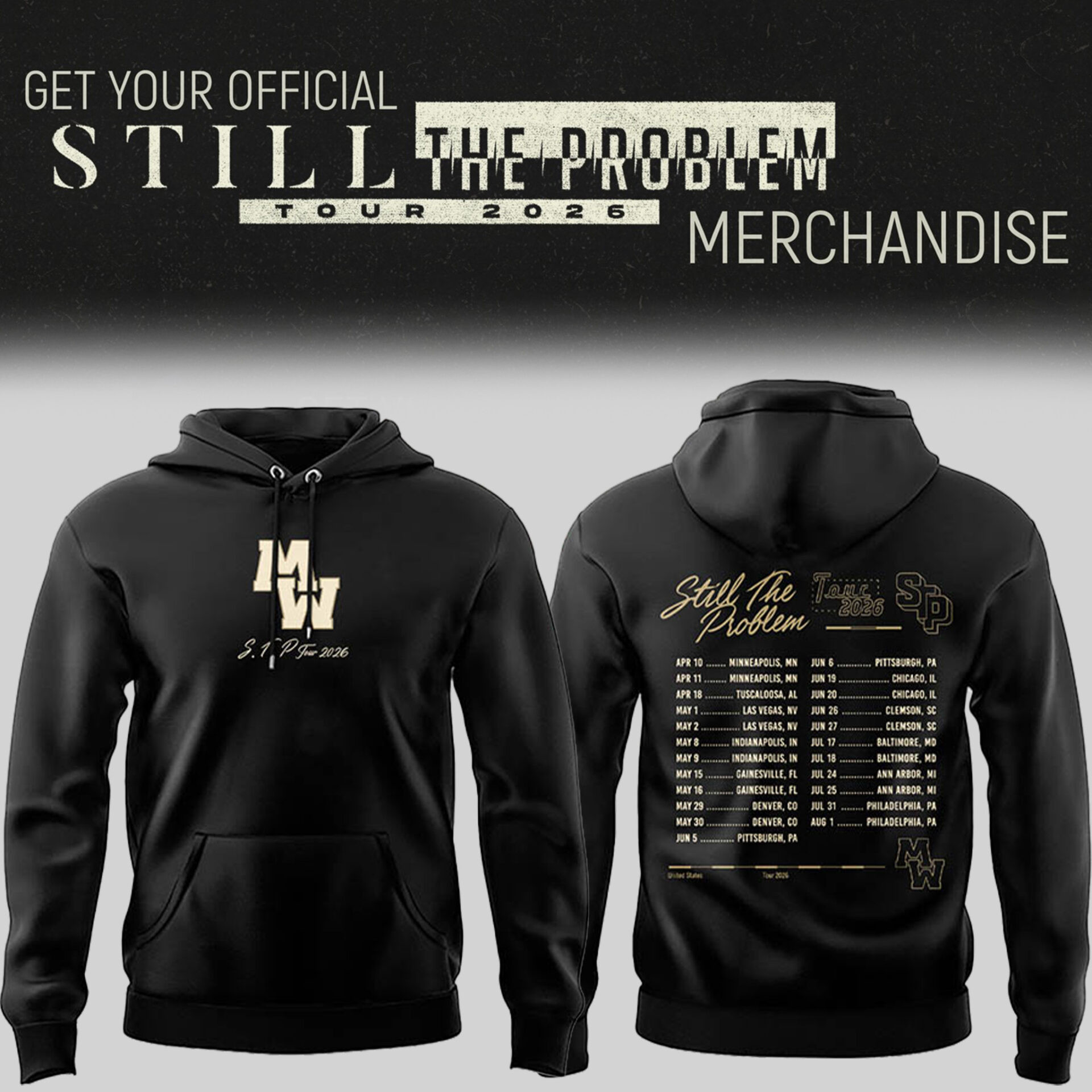 MW Still The Problem Tour 2026 Hoodie Black Morgan Wallen Merch Gifts For Music Lovers