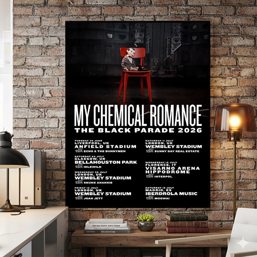 My Chemical Romance The Black Parade 2026 Tour Schedule Poster My Chemical Romance Merch