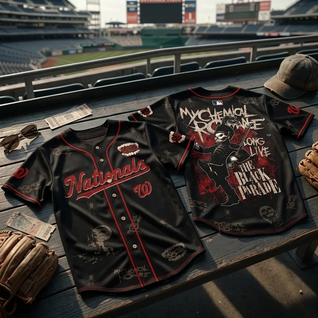 My Chemical Romance Washington Nationals Black Parade Baseball Jersey MCR Merch Gift For Fans