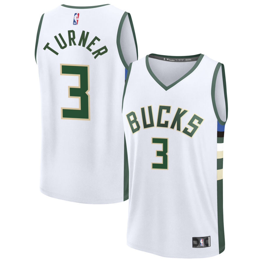 Myles Turner Milwaukee Bucks 2025 Fast Break Association Edition Jersey - White