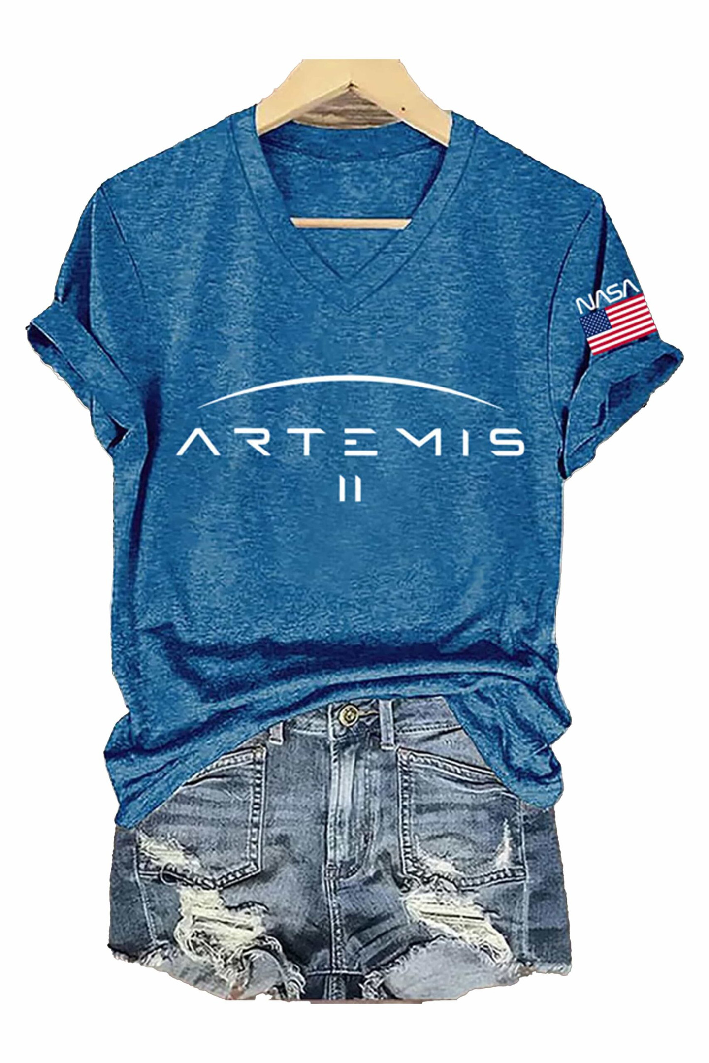 NASA Artemis II Crewed Again V-Neck Shirt Women's Artemis II Merch Gifts For Mom