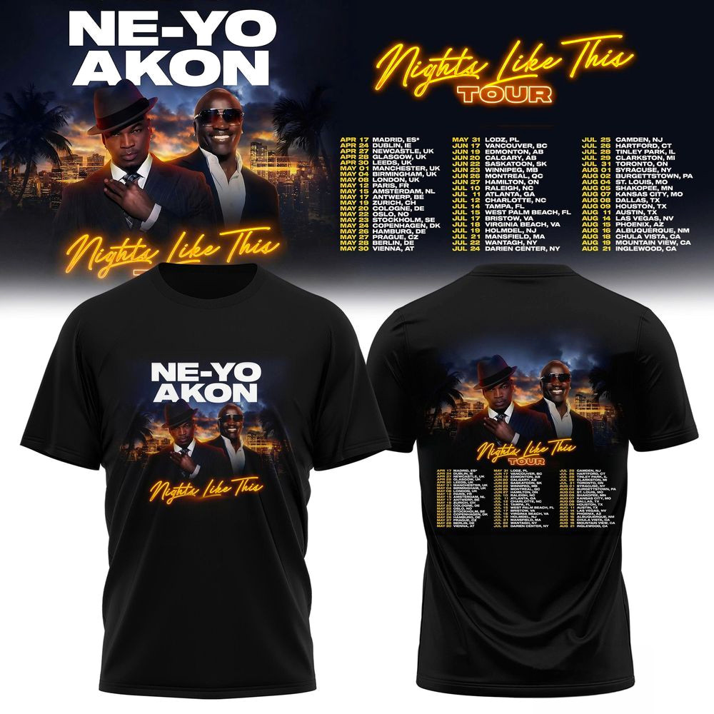 NE YO And AKON Merch Nights Like This Tour 2026 Shirt Gifts For Music Lovers