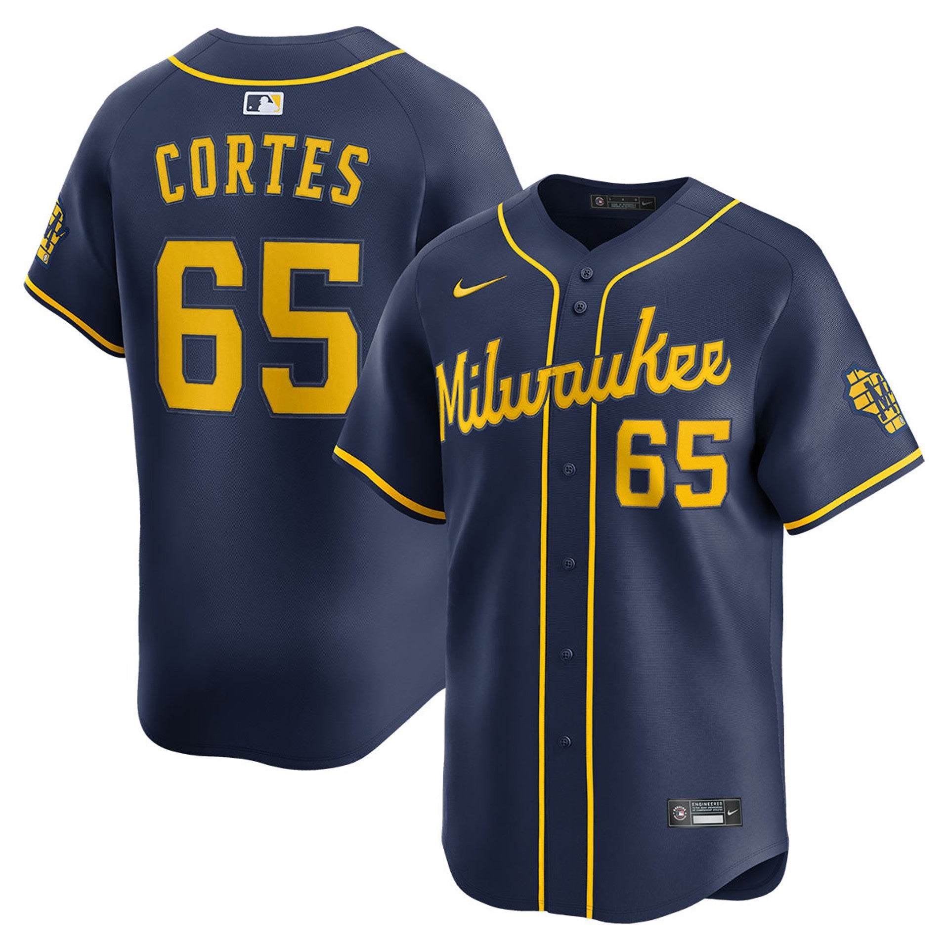 Nestor Cortes Milwaukee Brewers 2025 Alternate Limited Jersey - Navy
