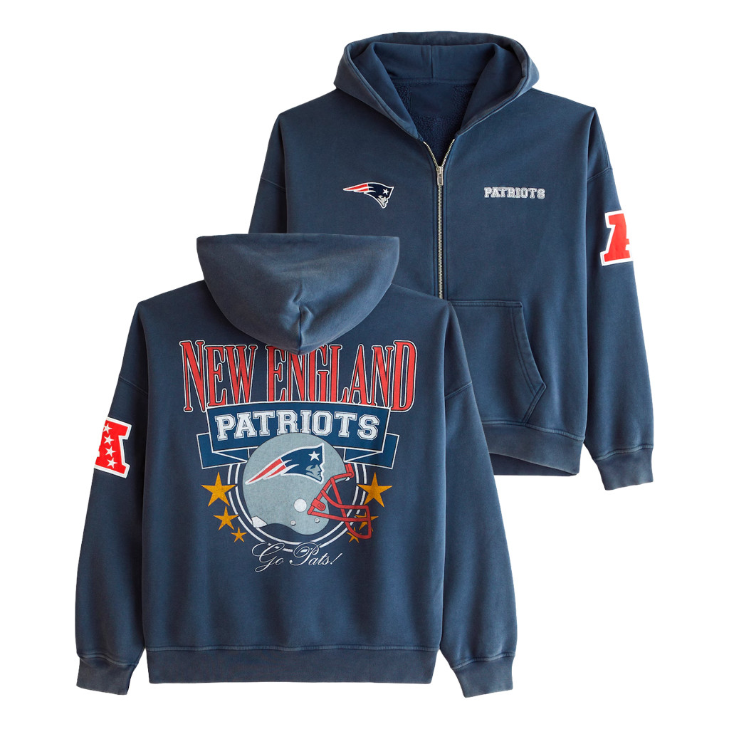 New England Patriots Game Day Navy Zip Hoodie Go Pats Merch Presents For Football Fans