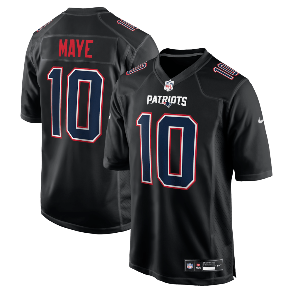 New England Patriots Merch - Men's Drake Maye Carbon Fashion Game Jersey, Black  - Gift For Man Who Loves Football