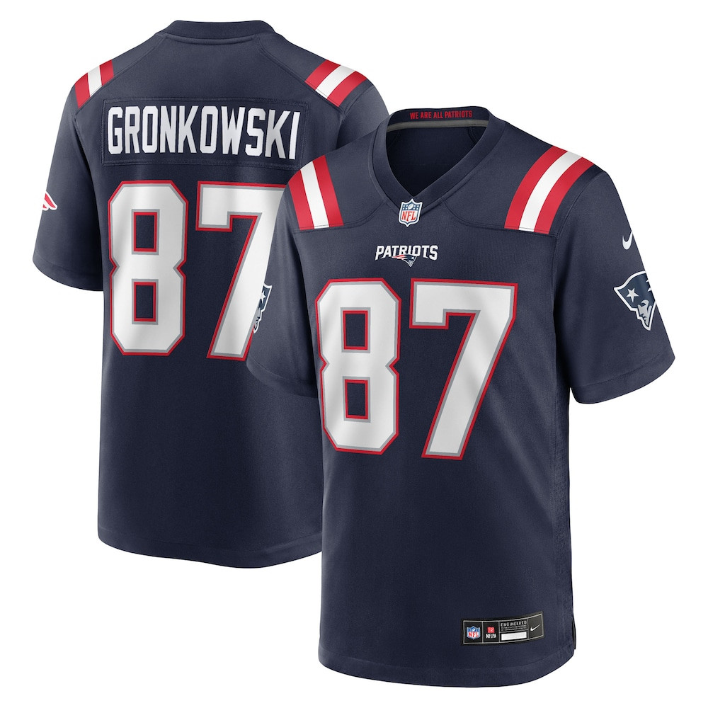 New England Patriots Merch - Men's Rob Gronkowski Team Retired Player Game Jersey, Navy - Football Gift Idea
