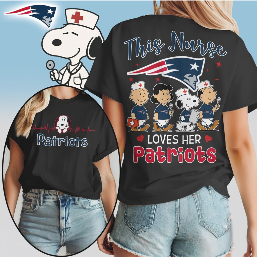 New England Patriots Nurse Peanuts Character Heartbeat T-Shirt Patriots Merch Football Fan Gift