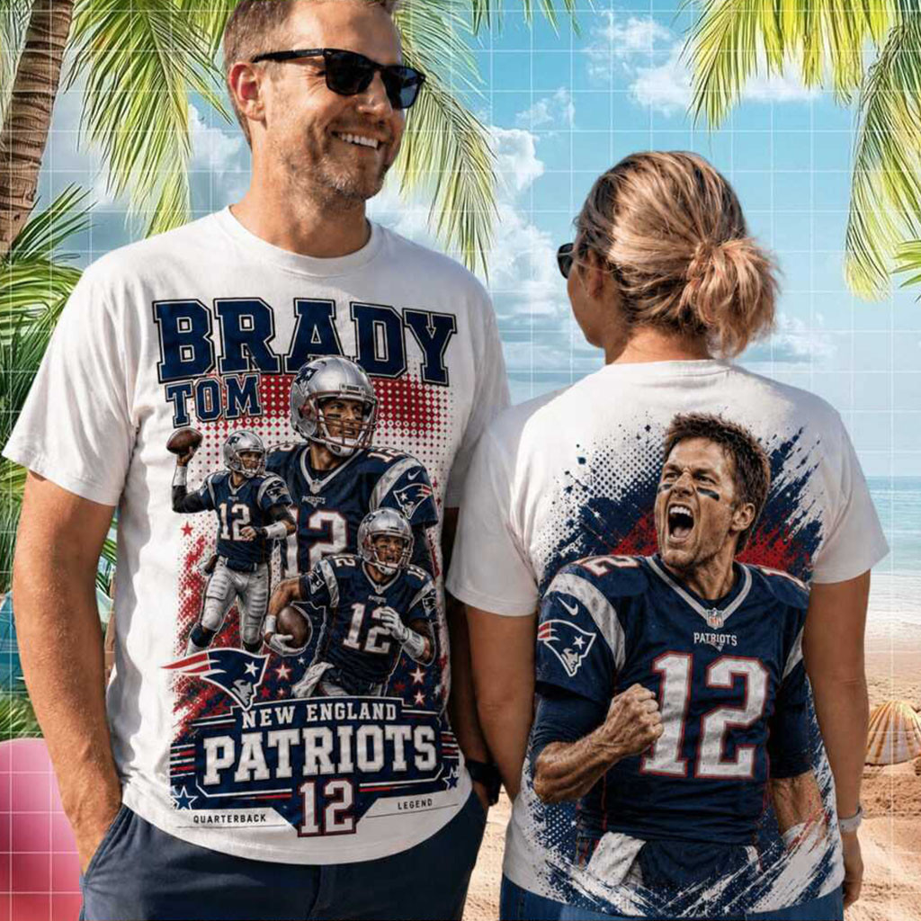 New England Patriots Tom Brady Quarterback Legend Football Shirt No 12 Tom Brady Merch
