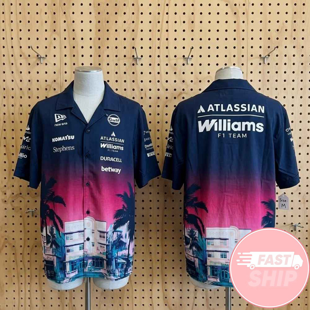 New Era Williams Racing F1 Team 2026 Miami GP Race Specials Vice Style Hawaiian Shirt Fan Merch