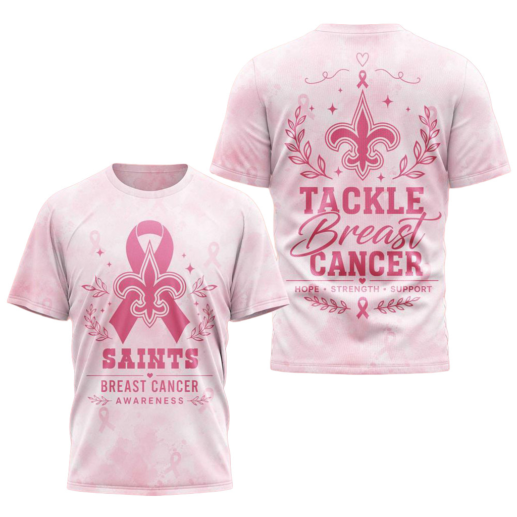 New Orleans Saints Hope Strength Support Breast Cancer T-Shirt Saints Merch Football Fan Gifts