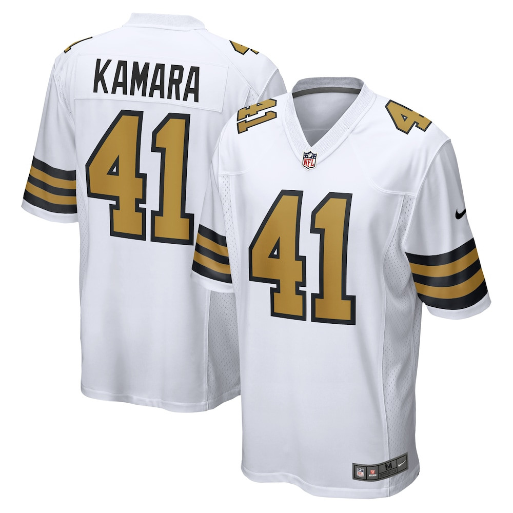 New Orleans Saints Merch - Men's Alvin Kamara Alternate Game Jersey, White  - Birthday Present For Football Fan