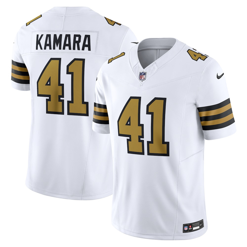 New Orleans Saints Merch - Men's Alvin Kamara Alternate Vapor F.U.S.E. Limited Jersey, White  - Christmas Gifts For Football Fans