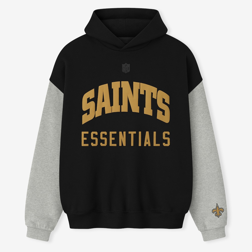 New Orleans Saints Merch - Unisex Fear of God x NFL Sport Hoodie, Black Heather Gray - Good Football Gifts