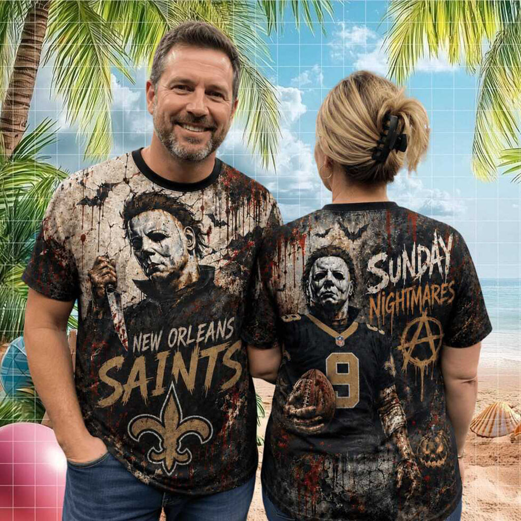 New Orleans Saints Michael Myers Sunday Nightmares Horror Shirt NO Saints Merch Fan Gifts