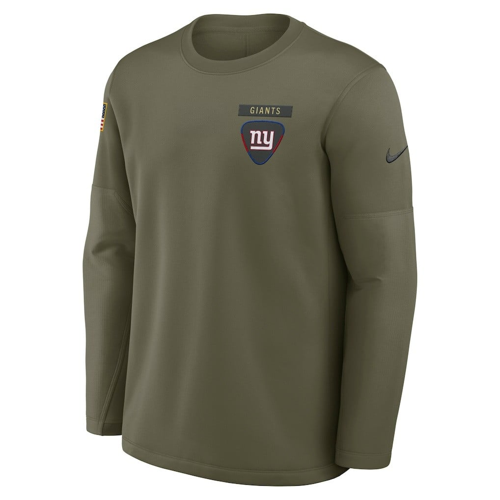New York Giants 2025 Salute to Service Sideline Coaches Therma-FIT Long Sleeve Shirt - Olive - Image 2