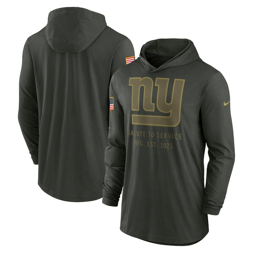 New York Giants 2025 Salute to Service Sideline Dri-FIT Lightweight Hooded Pullover - Forest Green