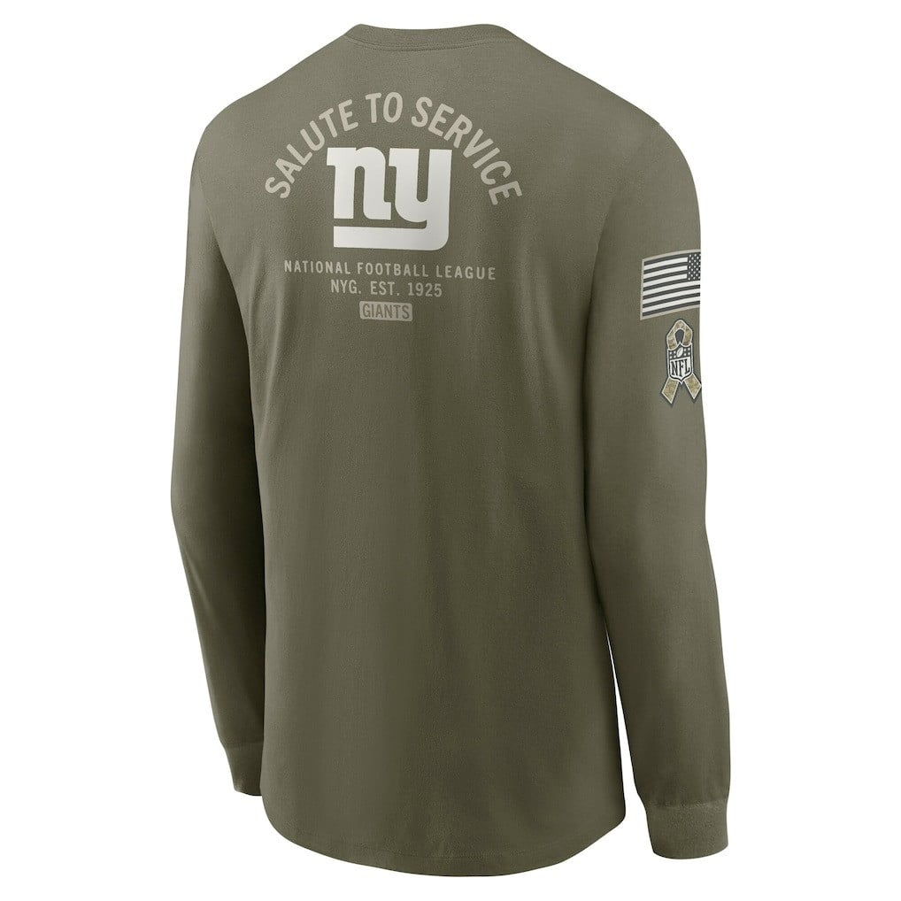New York Giants 2025 Salute to Service Sideline Long Sleeve T-Shirt - Olive - Image 3