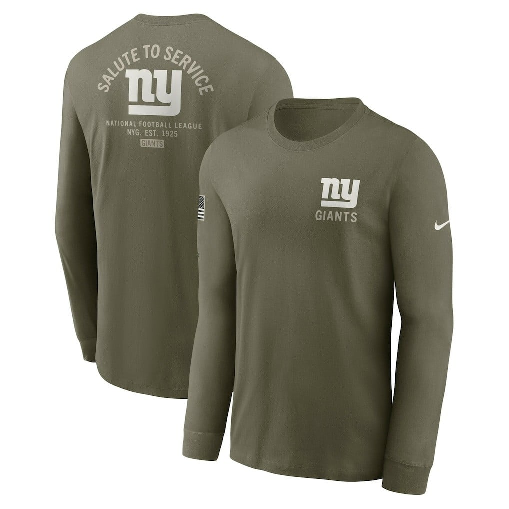 New York Giants 2025 Salute to Service Sideline Long Sleeve T-Shirt - Olive