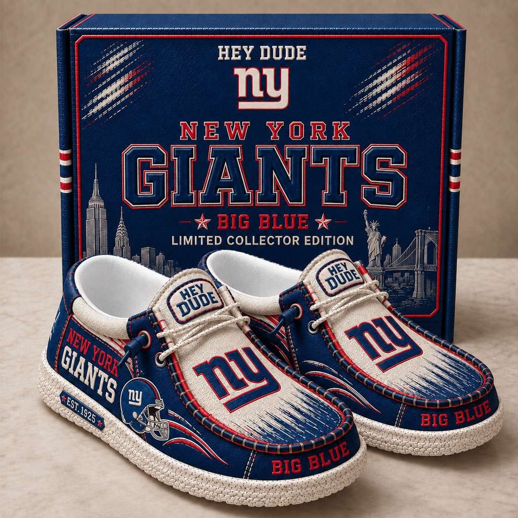 New York Giants Merch Football Lovers NY Giants Slip-On Loafers Presents For Fans