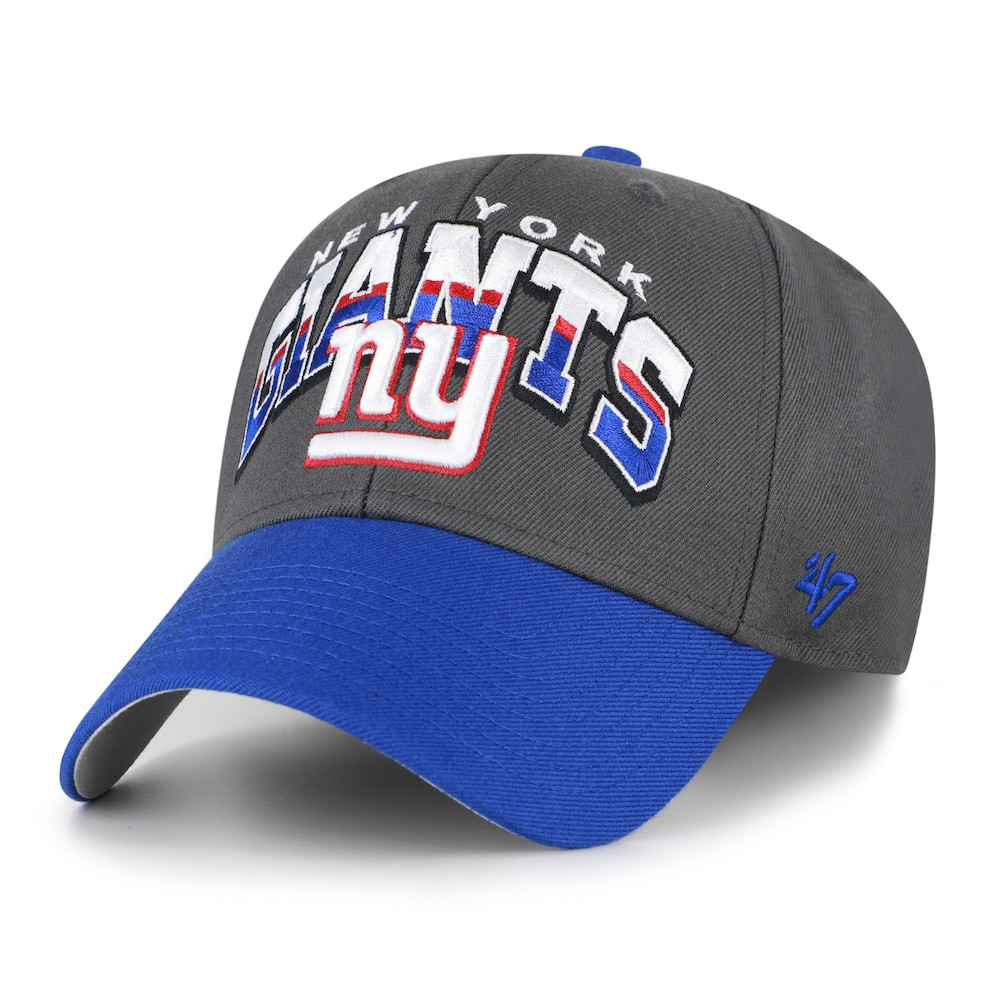 New York Giants Merch - Men's '47 Split Block MVP Adjustable Hat, Charcoal - Football Christmas Gift Ideas