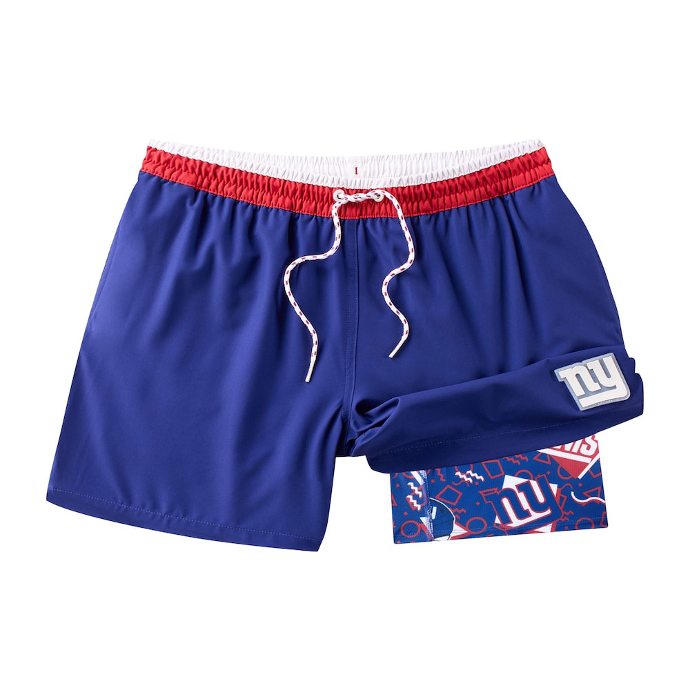 New York Giants Merch - Men's Chubbies The Secret Lined Swim Trunks, Blue - Football Enthusiast Gifts
