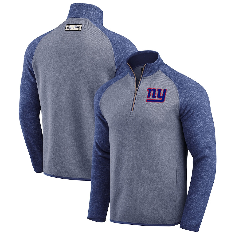 New York Giants Merch - Men's Darius Rucker Collection by Fanatics Tonal Quarter-Zip Jacket, Blue - Cool Gifts For Football Fans