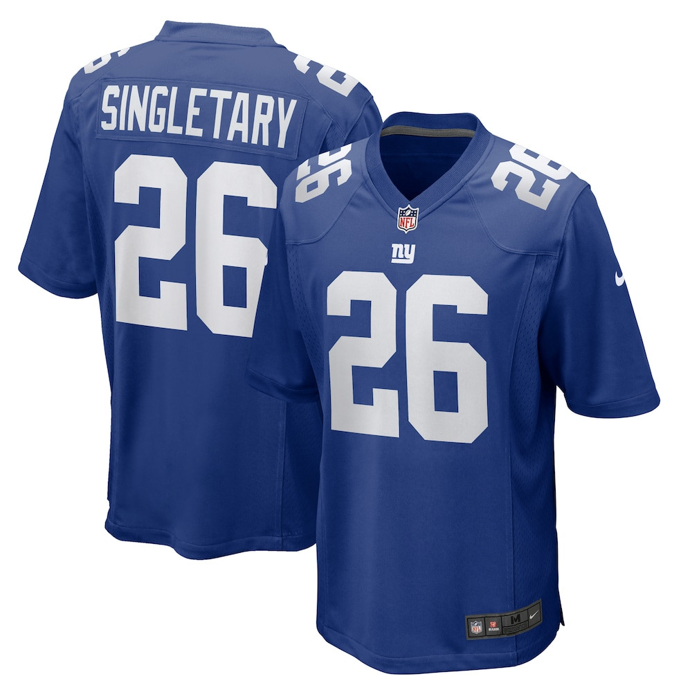 New York Giants Merch - Men's Devin Singletary Royal Team Game Jersey  - American Football Fan Gifts