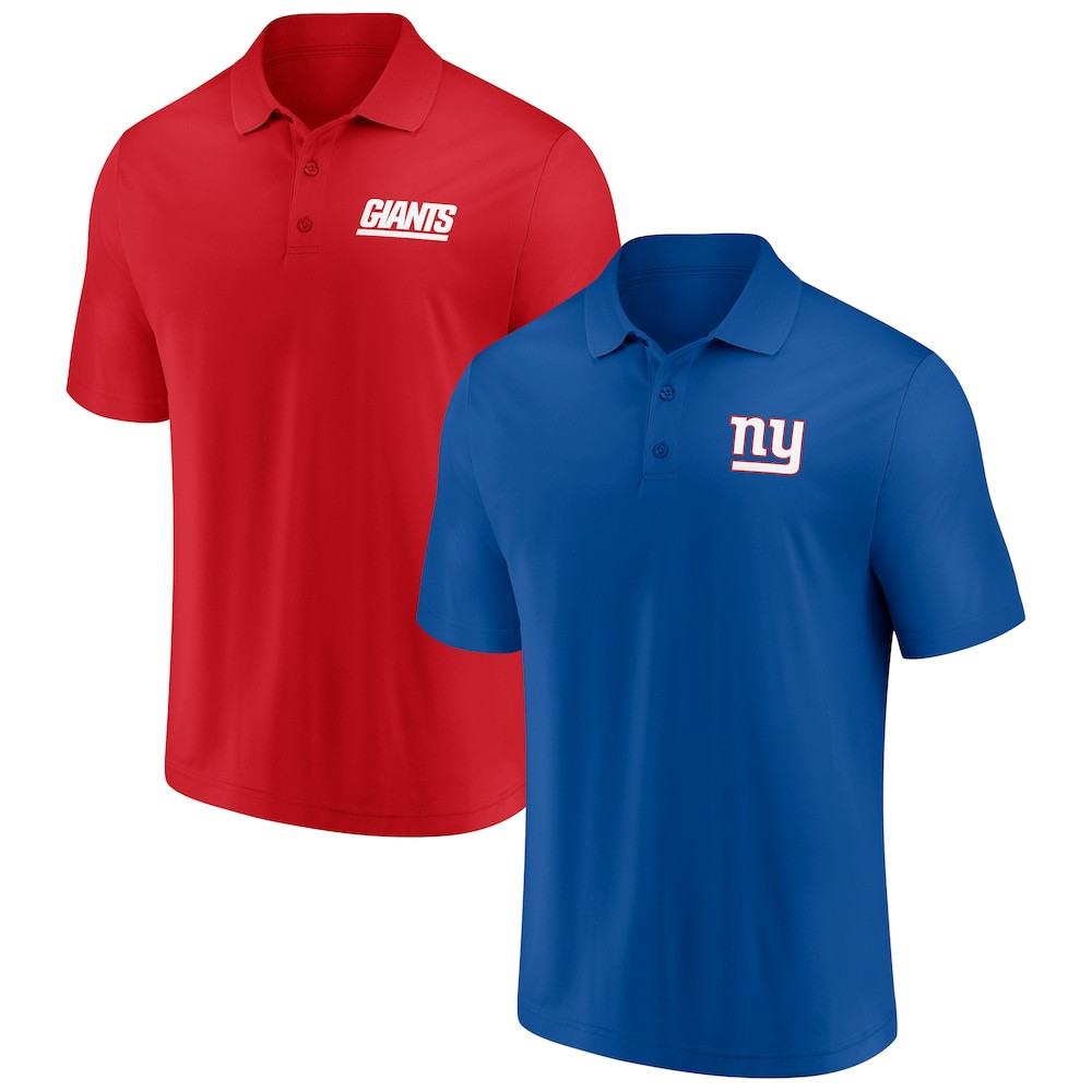 New York Giants Merch - Men's Fanatics Royal Dueling Two-Pack Polo Set, Red - Presents For Football Fans