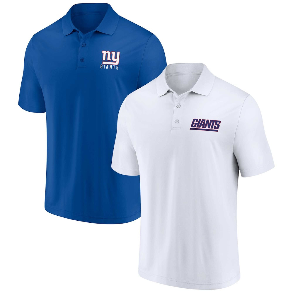 New York Giants Merch - Men's Fanatics Royal Lockup Two-Pack Polo Set, White - Football Present Ideas