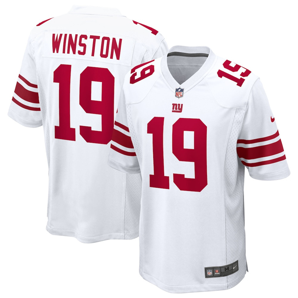 New York Giants Merch - Men's Jameis Winston Game Jersey, White - Football Gifts For Men
