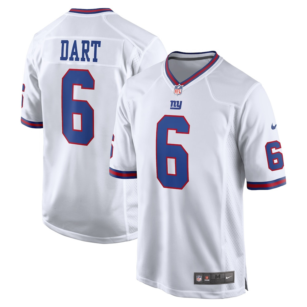 New York Giants Merch - Men's Jaxson Dart Alternate Vintage Game Jersey, White - American Football Gifts
