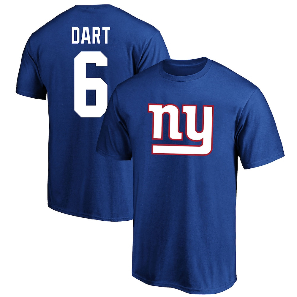 New York Giants Merch - Men's Jaxson Dart Fanatics Royal Player Name & Number T-Shirt, Big & Tall - Football Related Gift Ideas