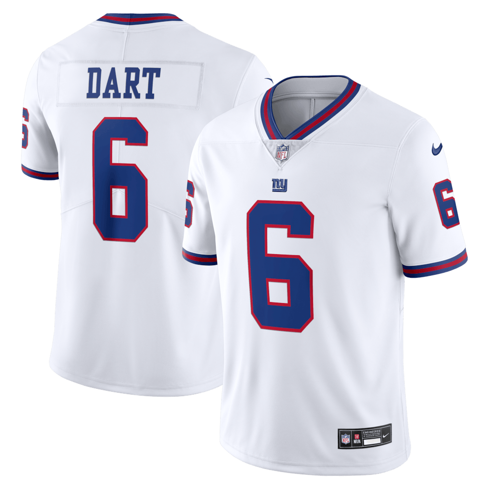 New York Giants Merch - Men's Jaxson Dart Vintage Vapor Untouchable Stitched Limited Jersey, White - Best Football Gift Ideas